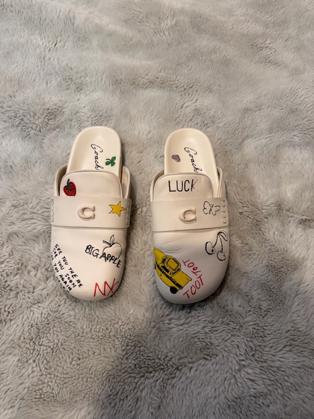 Women’s White Graphic Slip-On Clogs